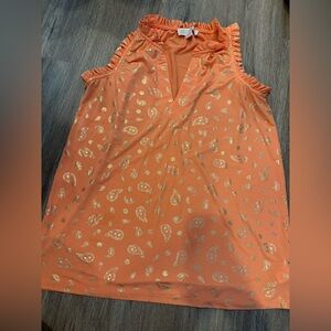 Michael Kors Orange‎ and Gold Paisley Blouse